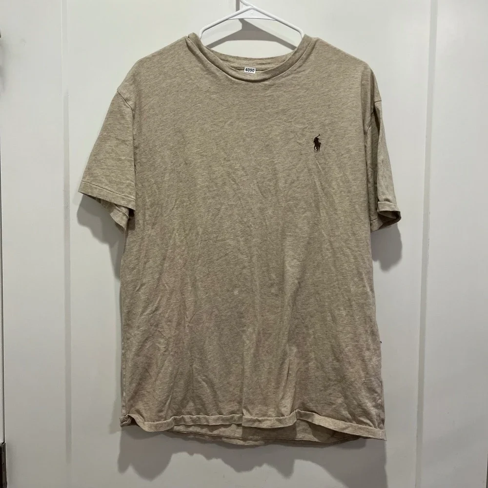 Polo Ralph Lauren Mens Classic Fit T-Shirt Tan Heather Pony Logo Large